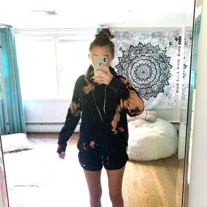 black bleach dyed vintage Broken Threads hoodie